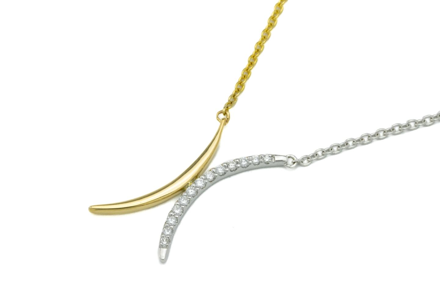 14K Two Tone Modern Diamond Necklace