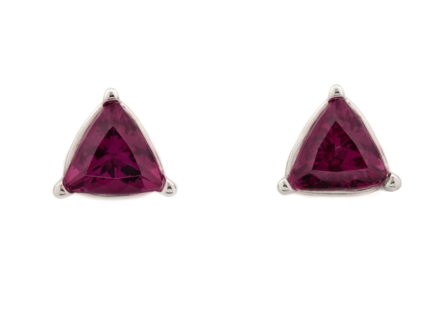 14K Red Tourmaline Stud Earrings