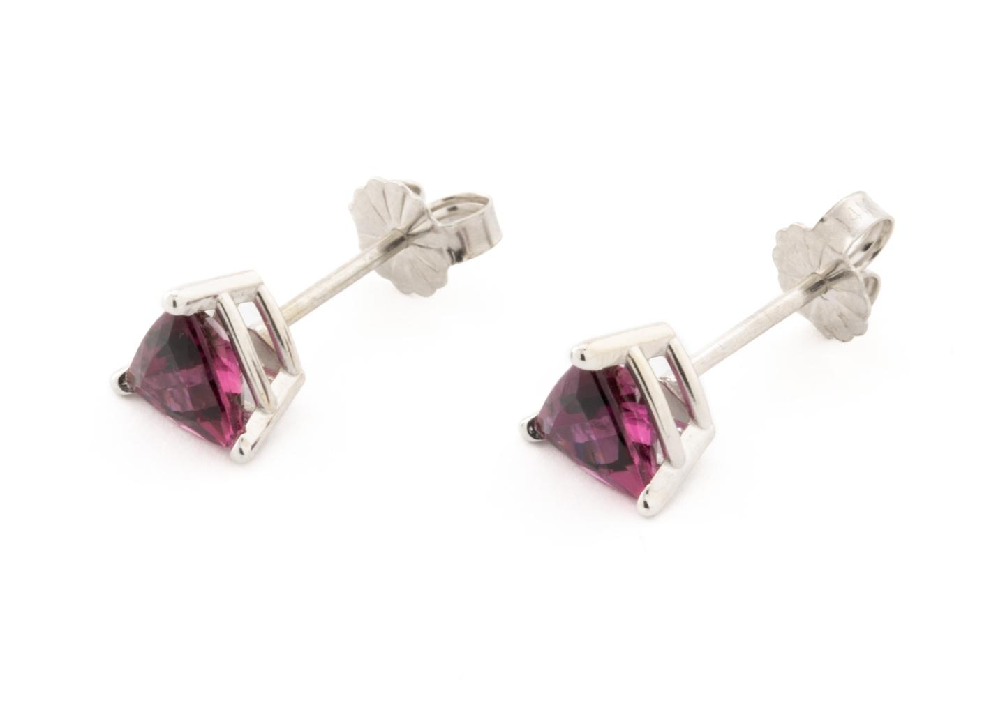 14K Red Tourmaline Stud Earrings