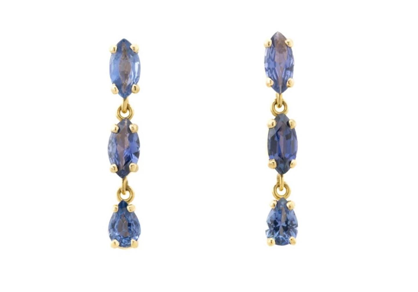 Yogo Sapphire Dangle Earrings