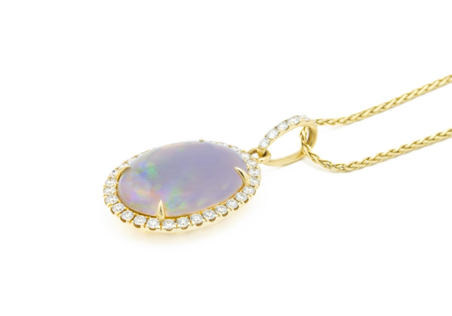 14K Opal and Diamond Pendant