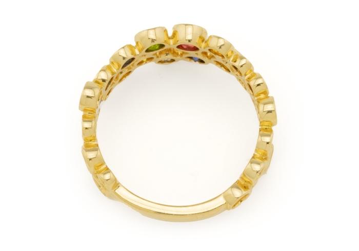 14K Rainbow Gemstone Bubble Ring