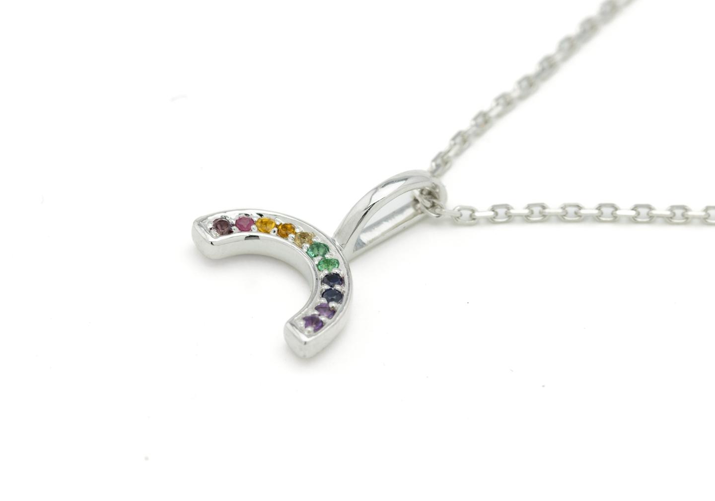 14K Rainbow Gemstone Pendant