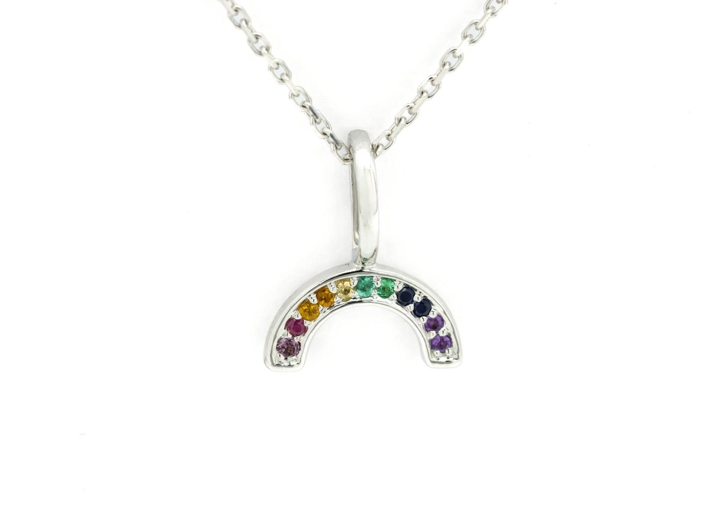 14K Rainbow Gemstone Pendant