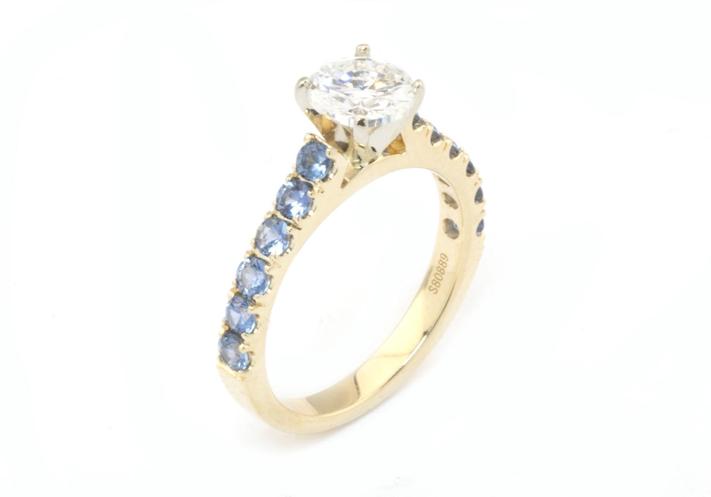 Diamond and Yogo Sapphire Engagement Ring