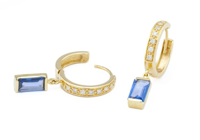 14k Yogo Sapphire Hoops