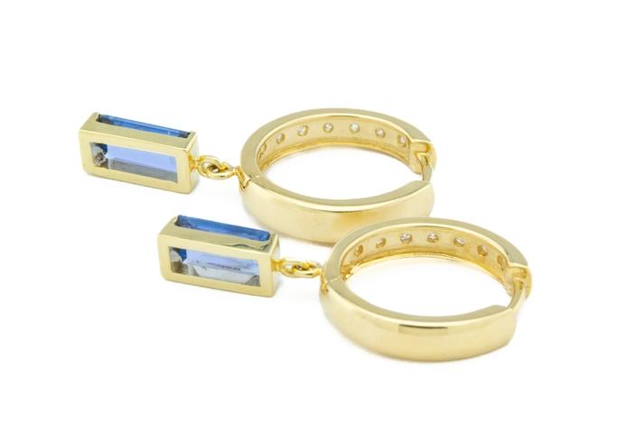 14k Yogo Sapphire Hoops