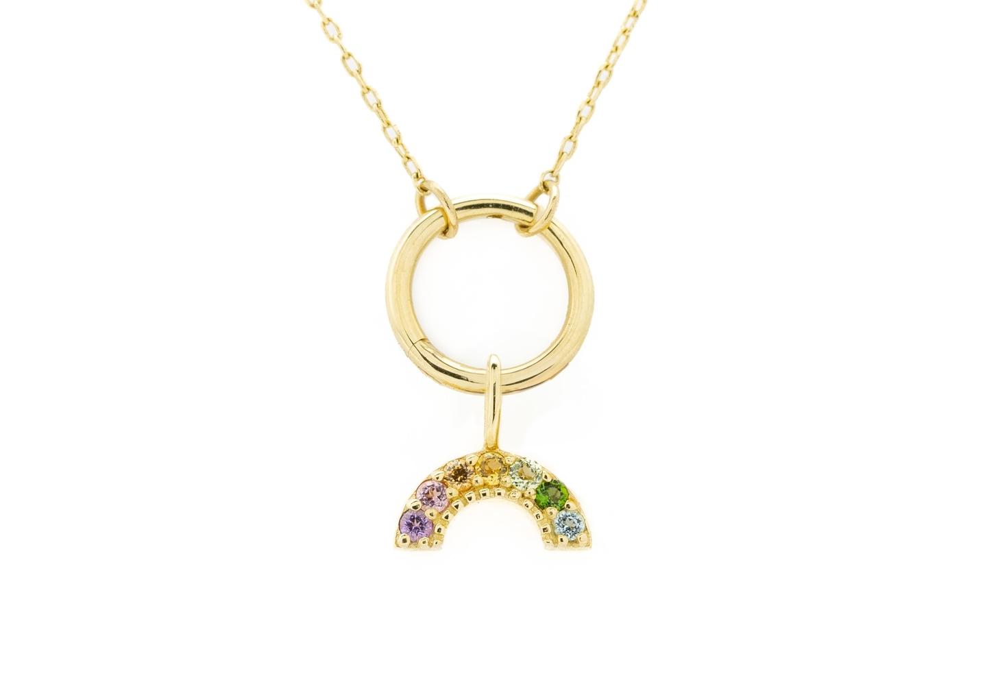 14K Rainbow Gemstone Pendant