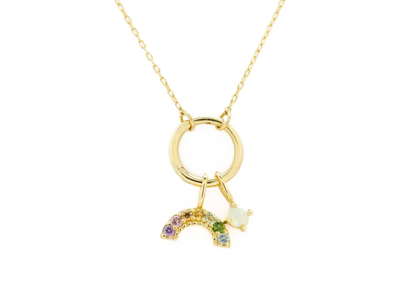 14K Rainbow Gemstone Pendant