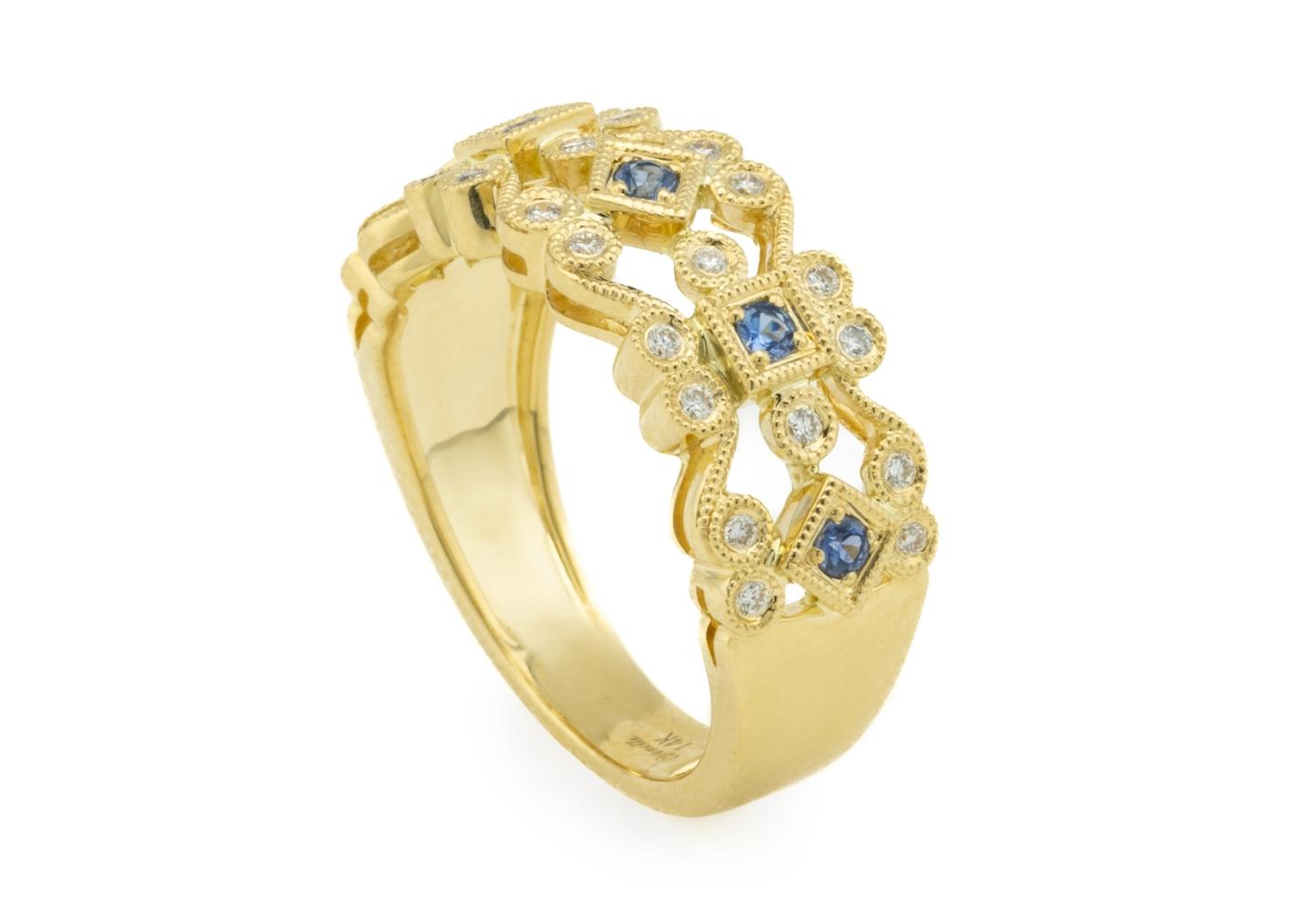 14K Yogo Sapphire Filigree Ring