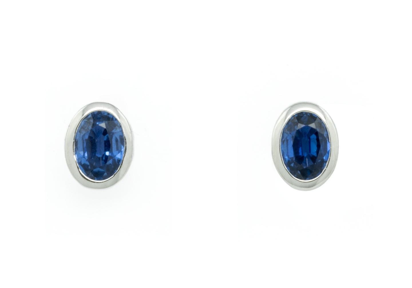 14K Yogo Sapphire Stud Earrings