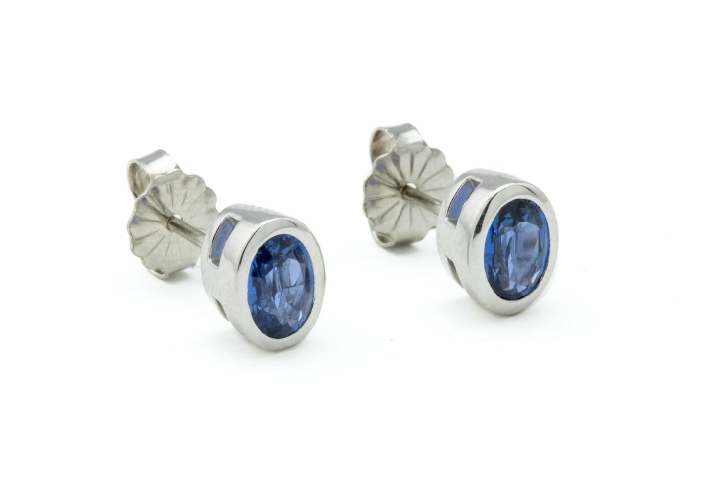 14K Yogo Sapphire Stud Earrings