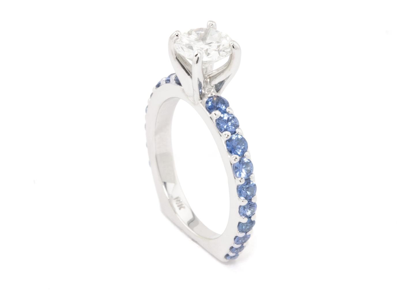 Diamond and Yogo Sapphire Engagement Ring