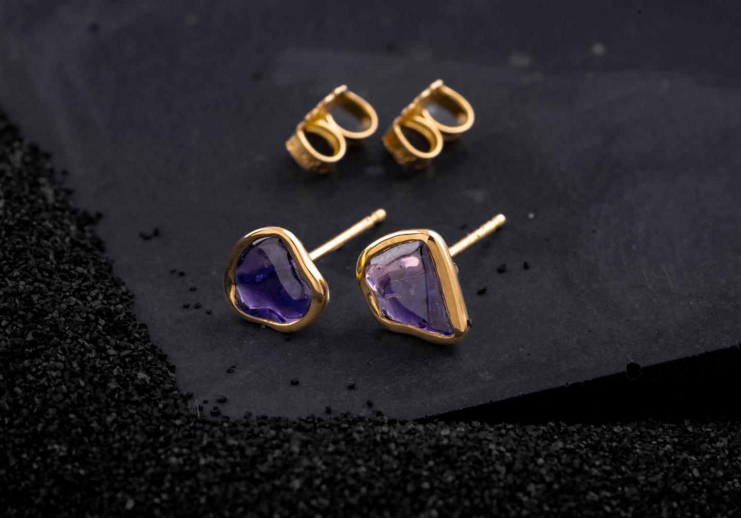 Aurum Bezel Stud Earrings