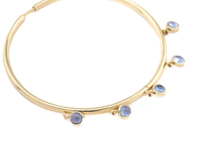 14K Yogo Cabochon Dangle Hoops