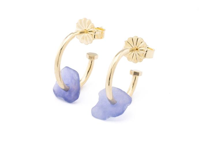 Tumbled Yogo Sapphire Hoops