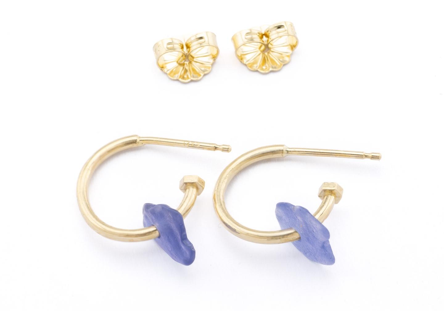 Tumbled Yogo Sapphire Hoops 