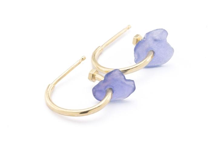 Tumbled Yogo Sapphire Hoops
