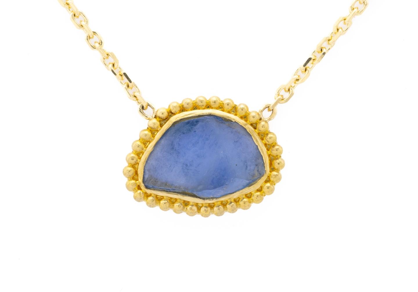 Aurum 22K Granulation Yogo Sapphire Pendant