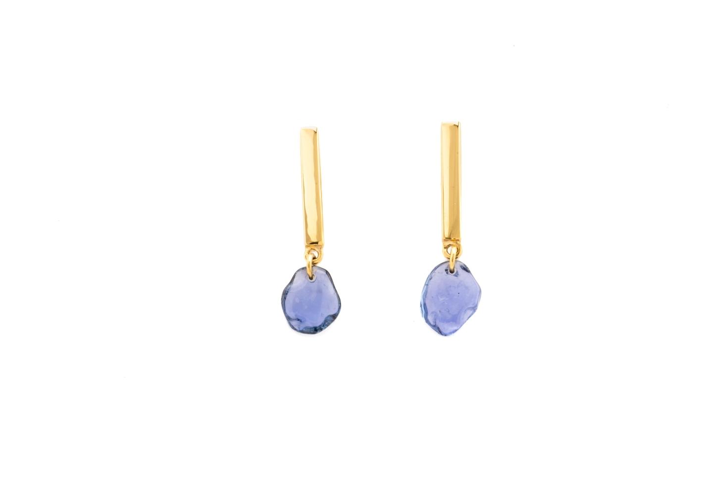 14K Imperfectionist Yogo Sapphire Bar Dangle Earrings