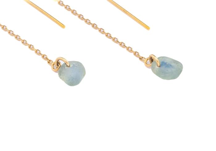 14K Imperfectionist Fancy Montana Sapphire Threader Earrings