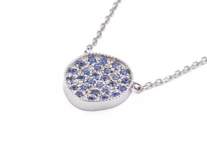 14K Yogo Sapphire Organic Circular Pendant