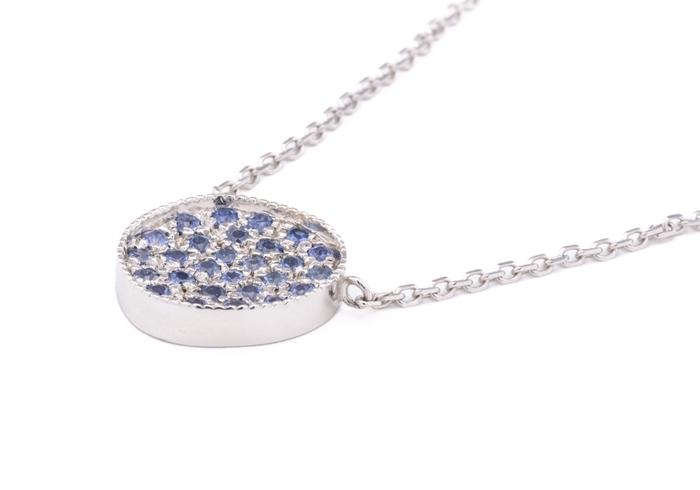 14K Yogo Sapphire Organic Circular Pendant