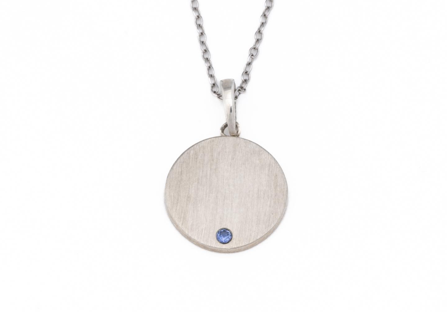 Sterling Silver Yogo Sapphire Disc Pendant