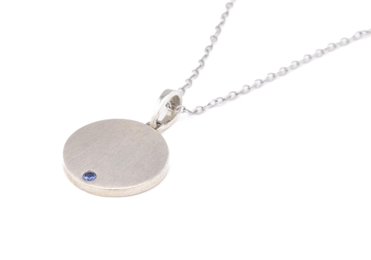 Sterling Silver Yogo Sapphire Disc Pendant