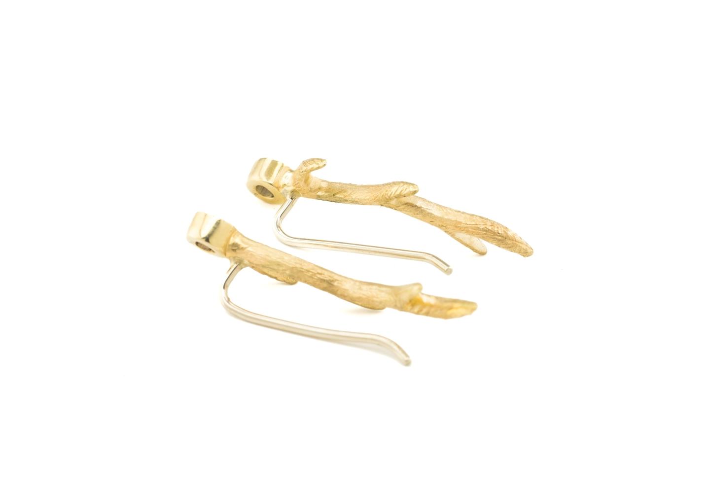 14K Yogo Sapphire Antler Earrings