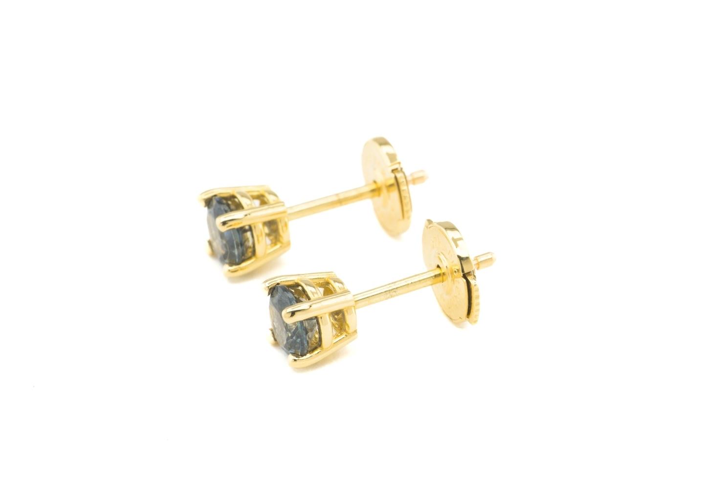 14K Fancy Montana Sapphire Stud Earrings