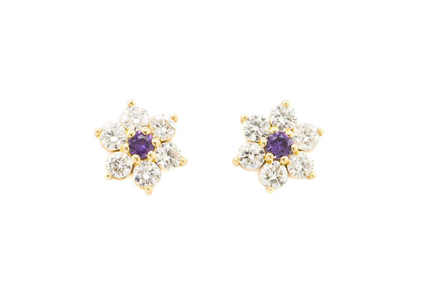 Diamond and Yogo Sapphire Earrings