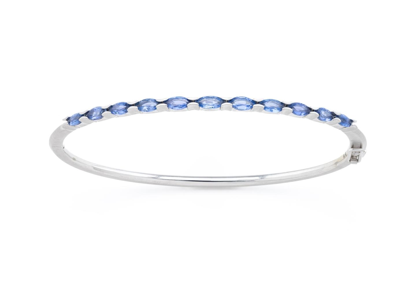 14K Aurum Yogo Sapphire Marquise Bangle Bracelet