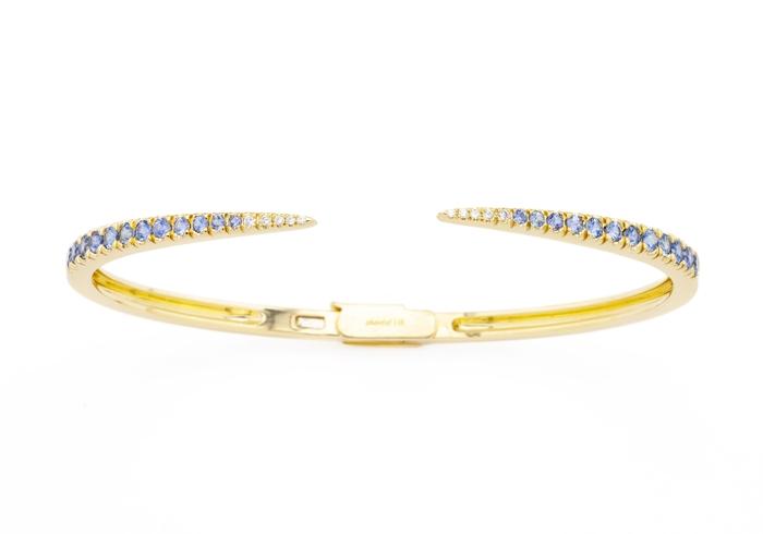 14K Yogo Sapphire Crescent Bangle