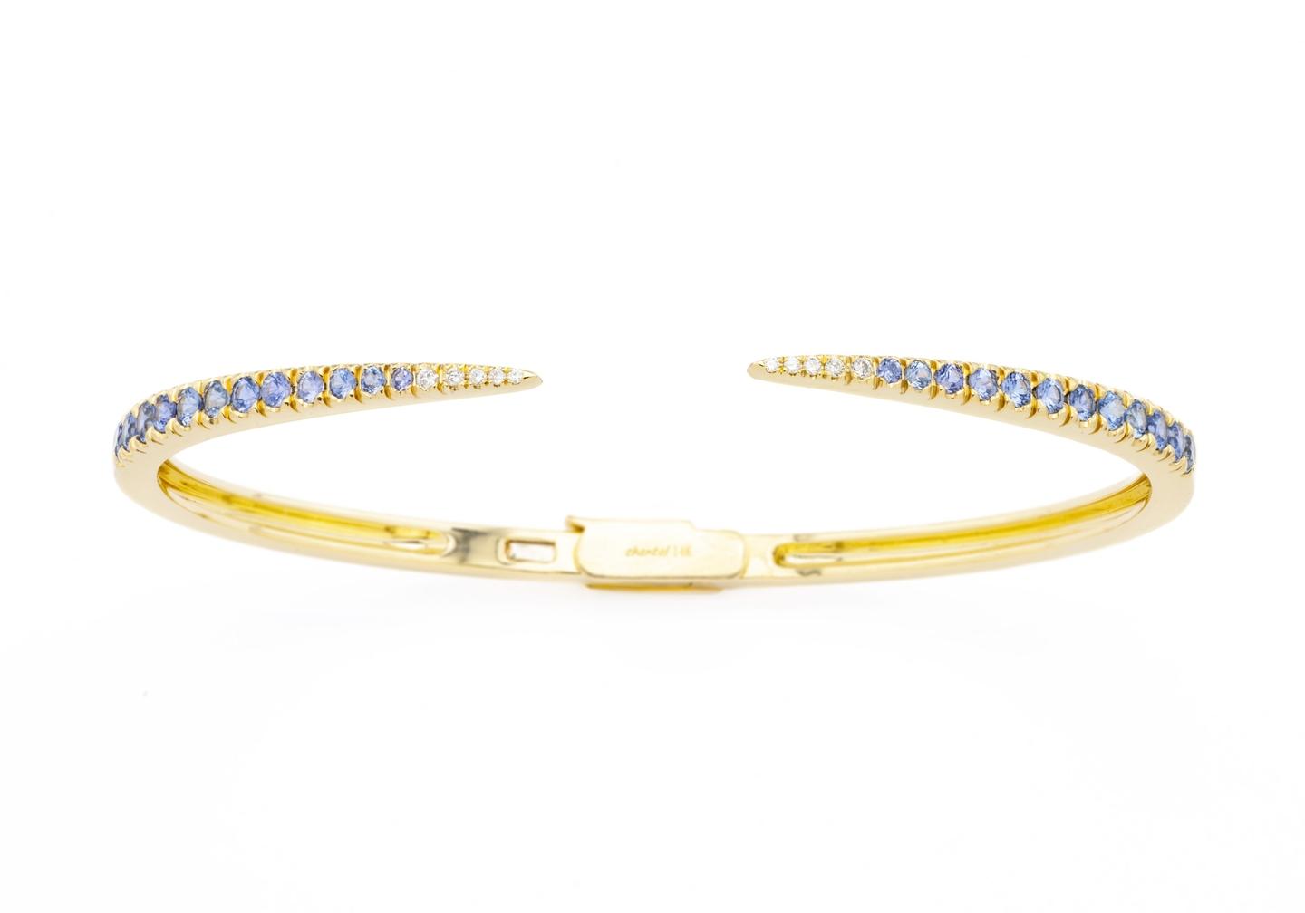 14K Yogo Sapphire Crescent Bangle