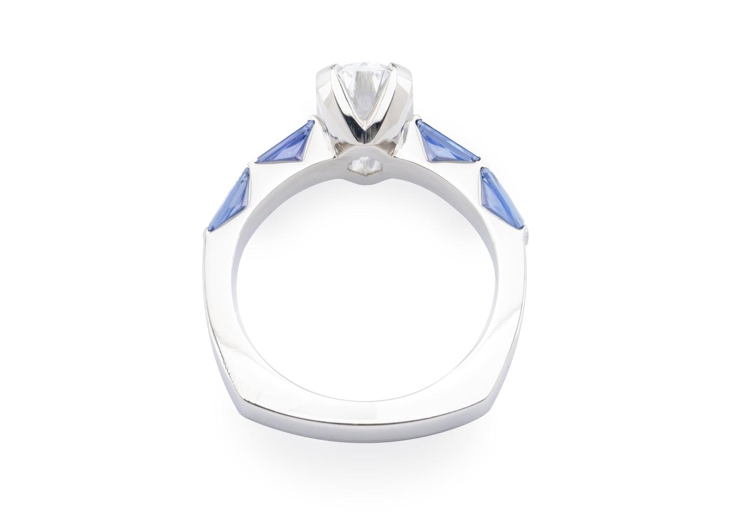 Diamond and Yogo Sapphire Engagement Ring