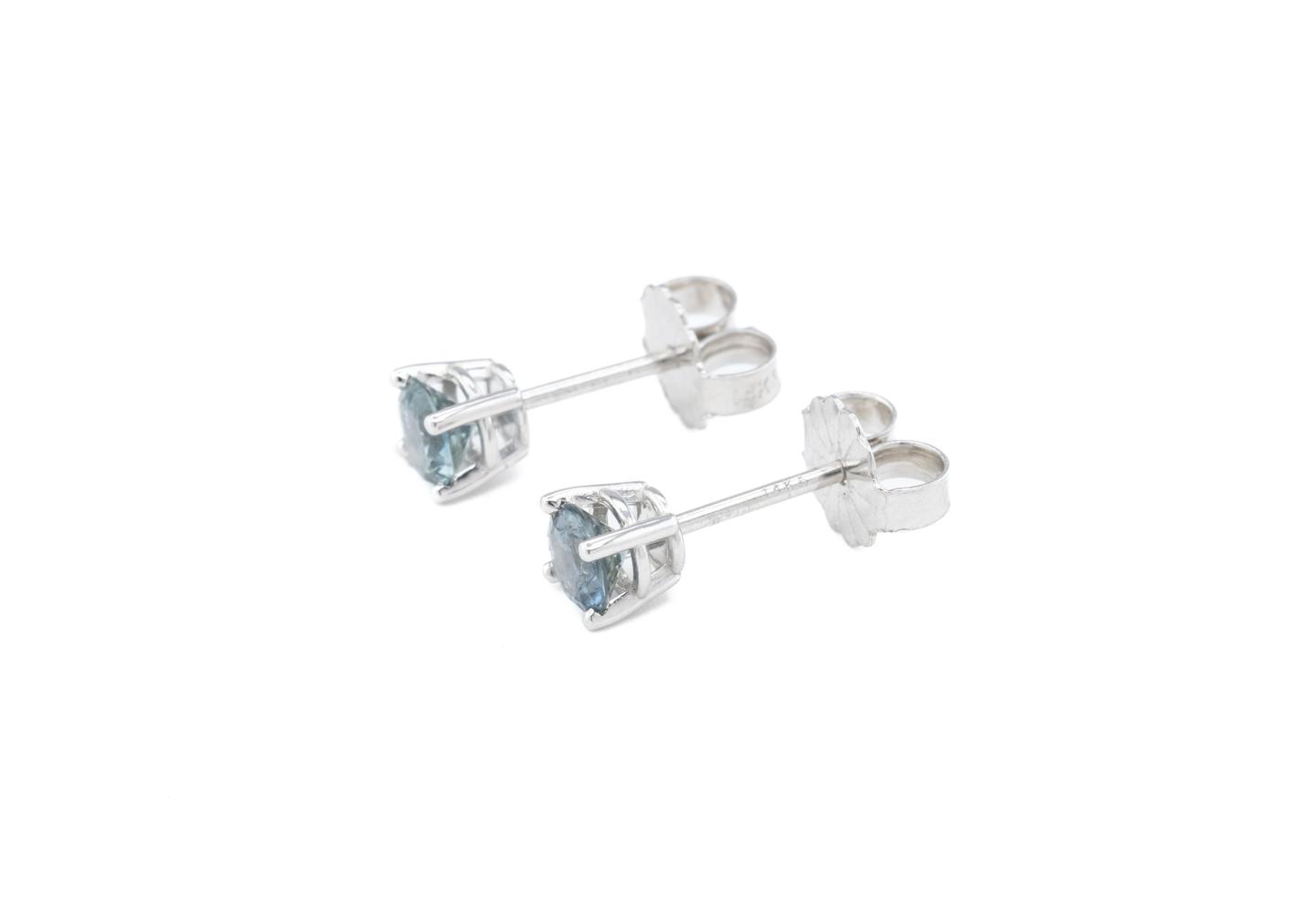 14K Fancy Montana Sapphire Stud Earrings