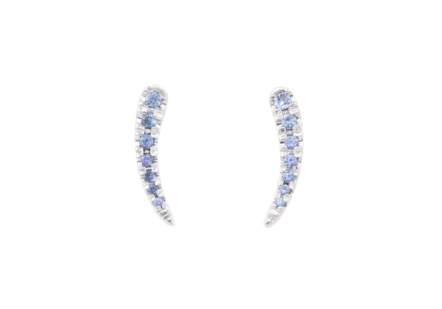 14K Yogo Sapphire Minimal Curve Earrings