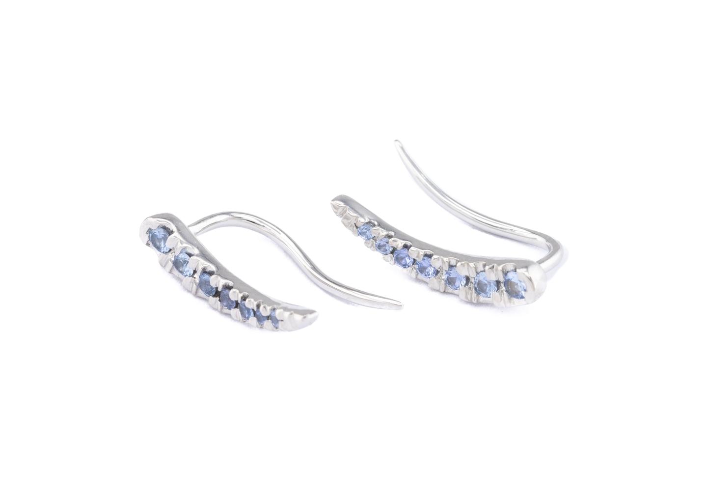 14K Yogo Sapphire Minimal Curve Earrings