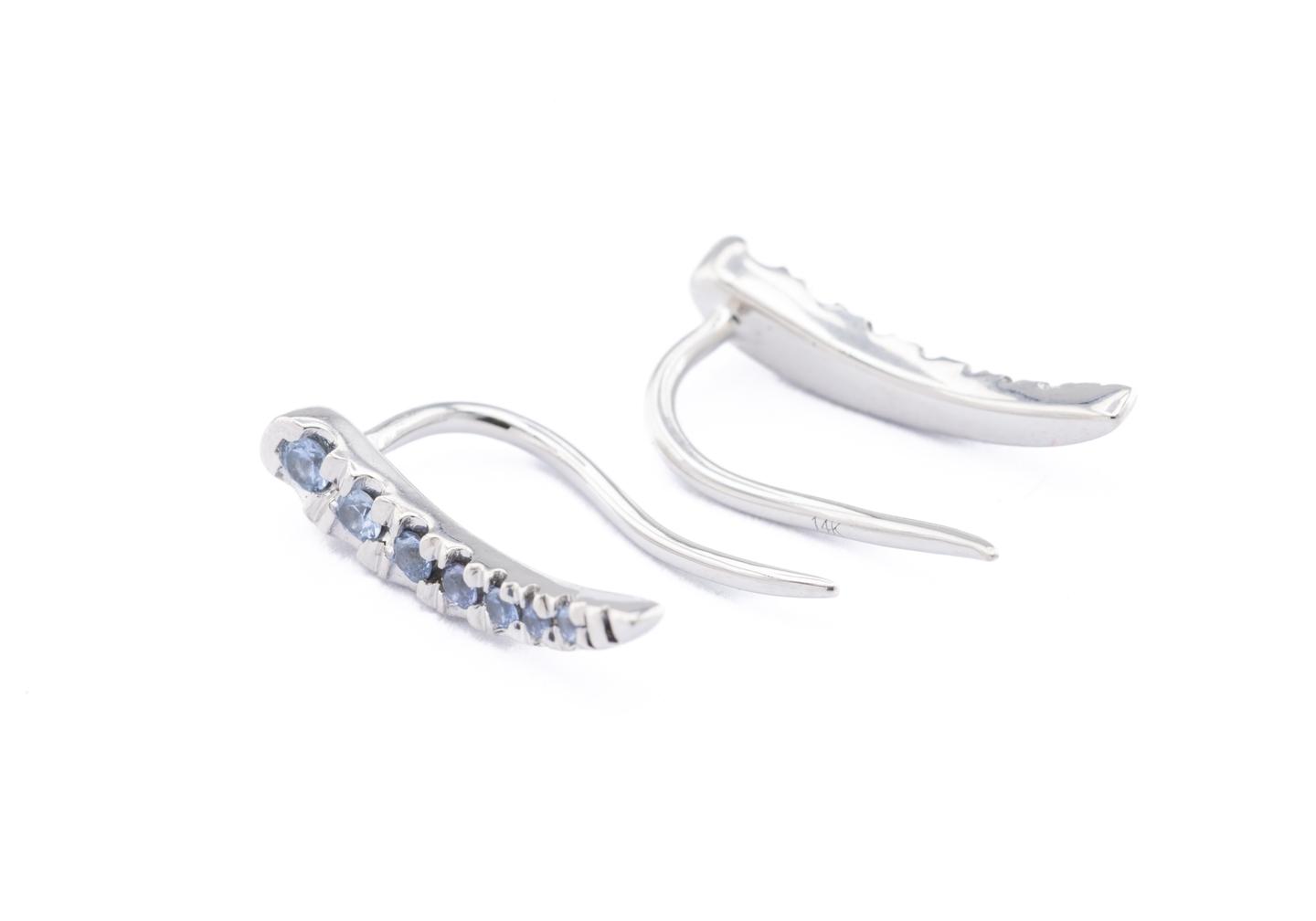 14K Yogo Sapphire Minimal Curve Earrings