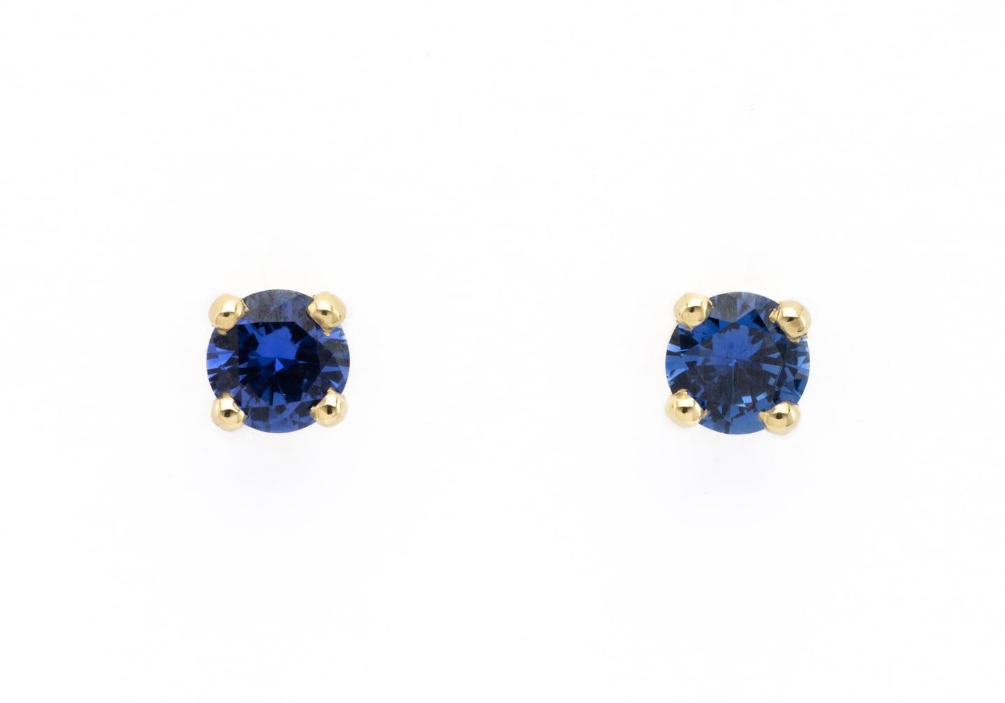 14K Yogo Sapphire Stud Earrings