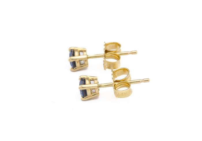 14K Yogo Sapphire Stud Earrings