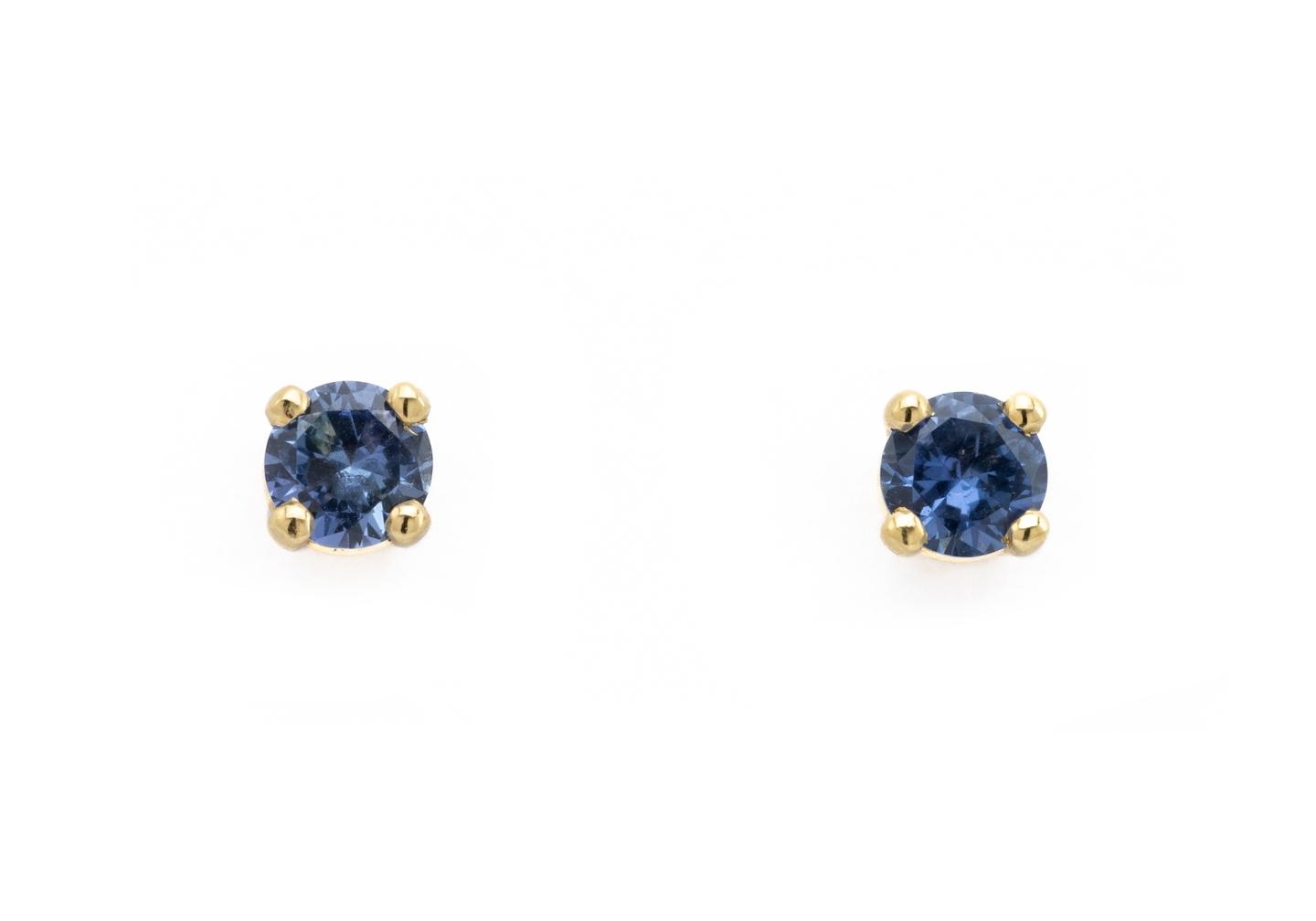 14K Yogo Sapphire Stud Earrings