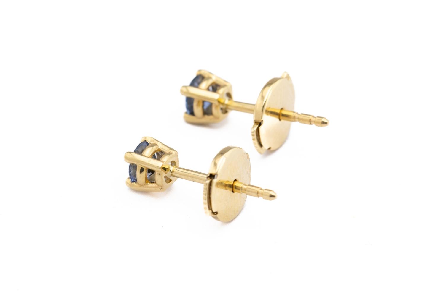 14K Yogo Sapphire Stud Earrings