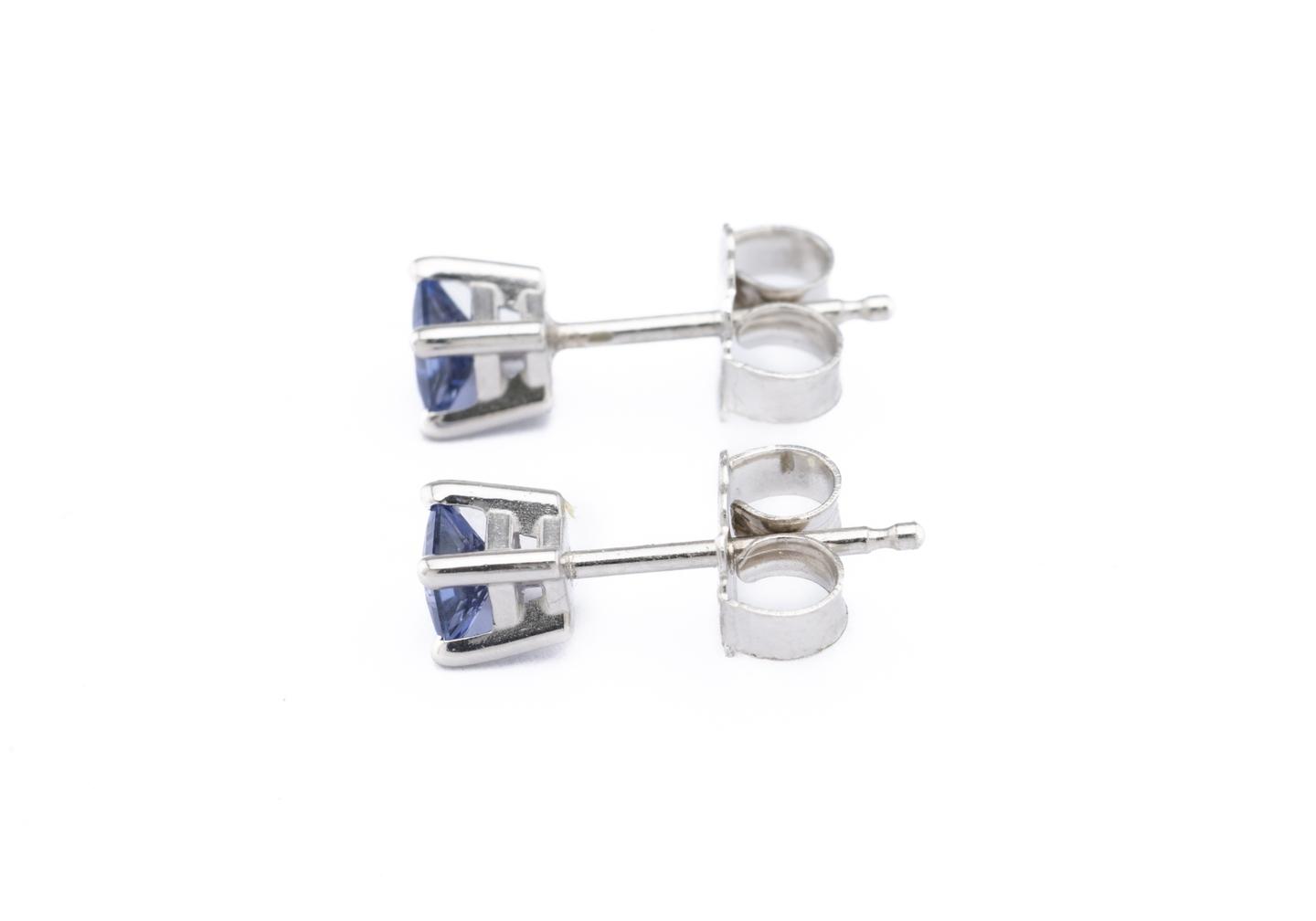 14K Yogo Sapphire Three-Prong Stud Earrings