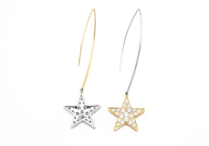 14K Diamond Star Struck Two-Tone Earrings