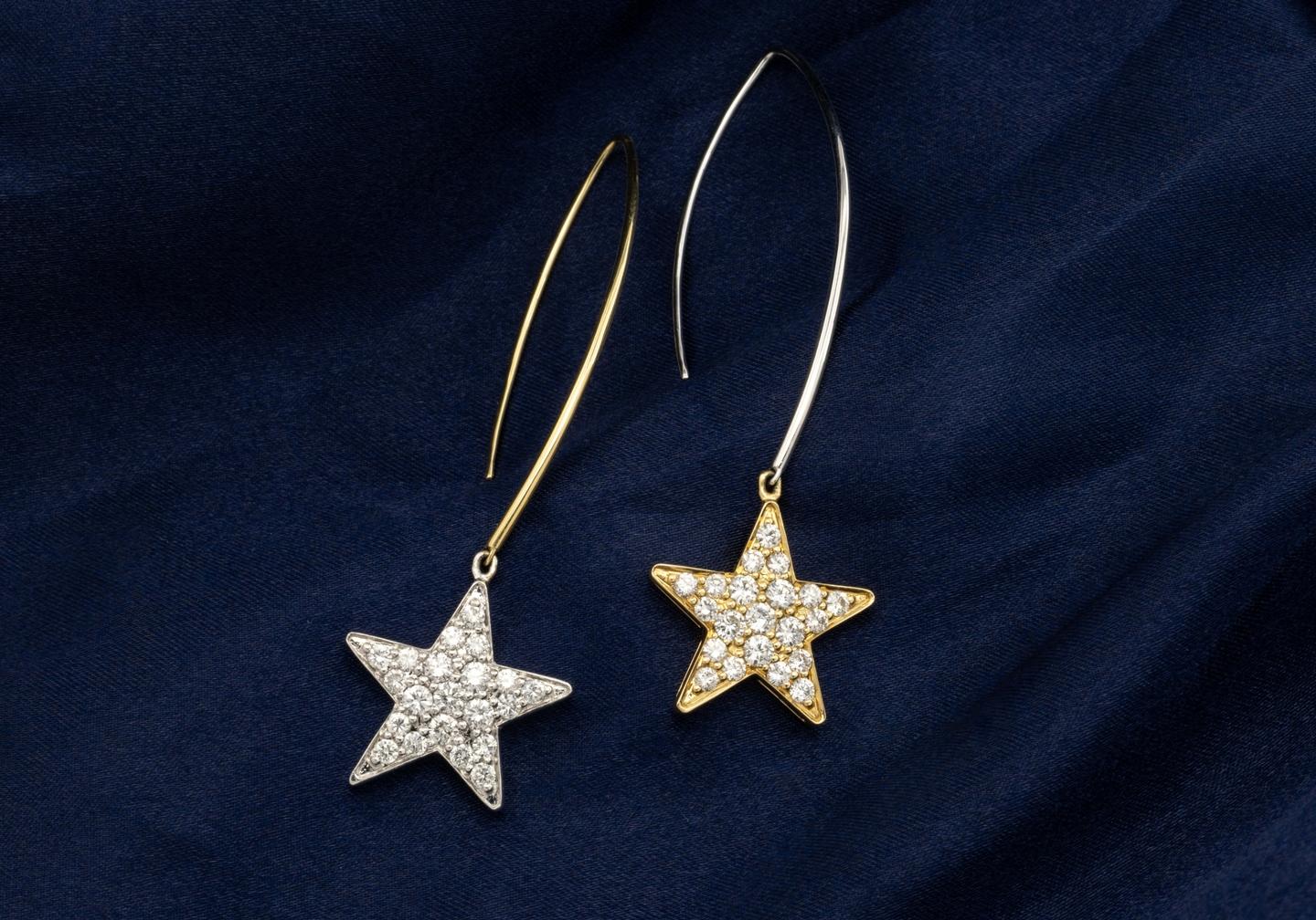 14K Diamond Star Struck Two-Tone Earrings