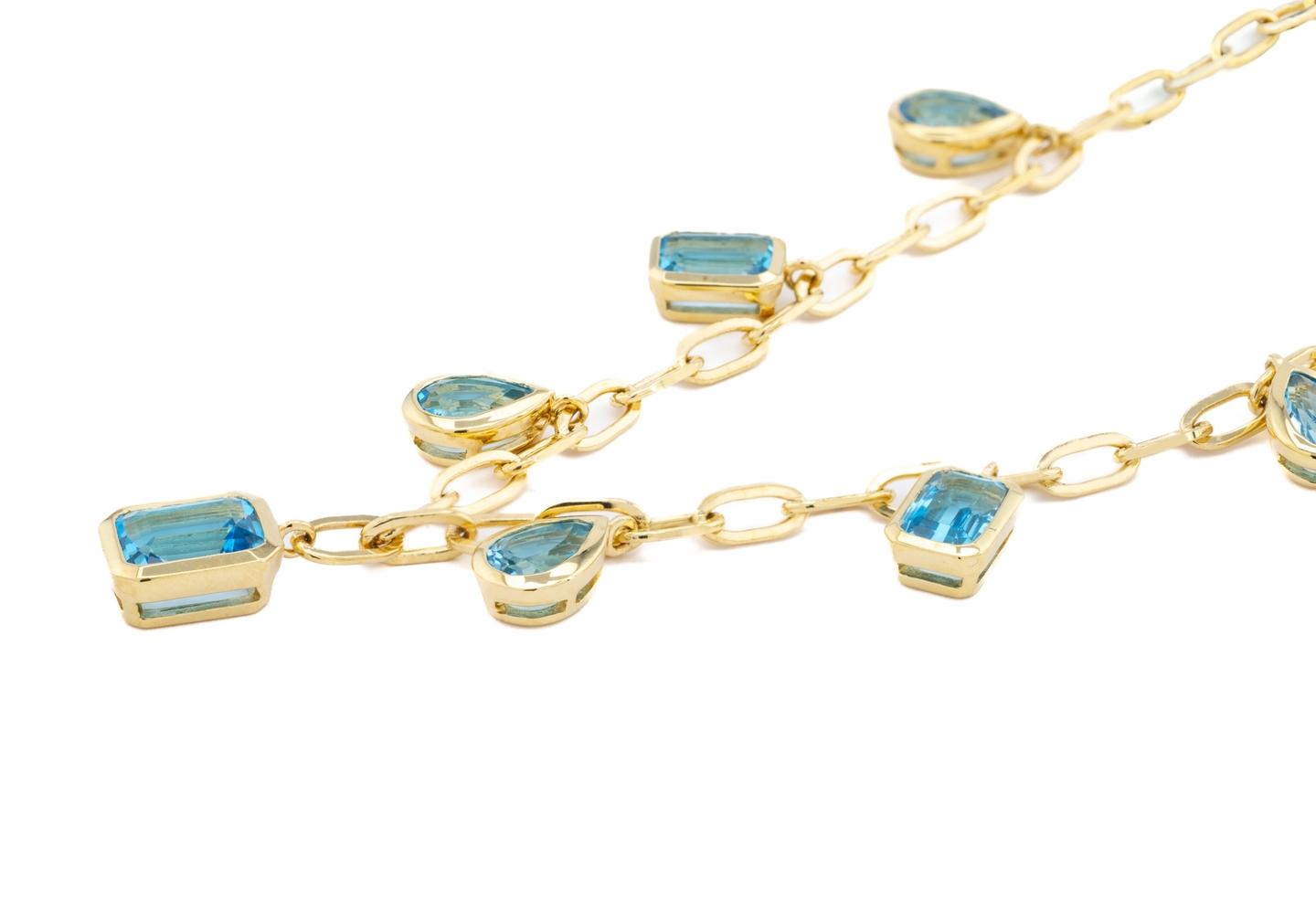 14K Topaz Geometric Cascade Paperclip Necklace