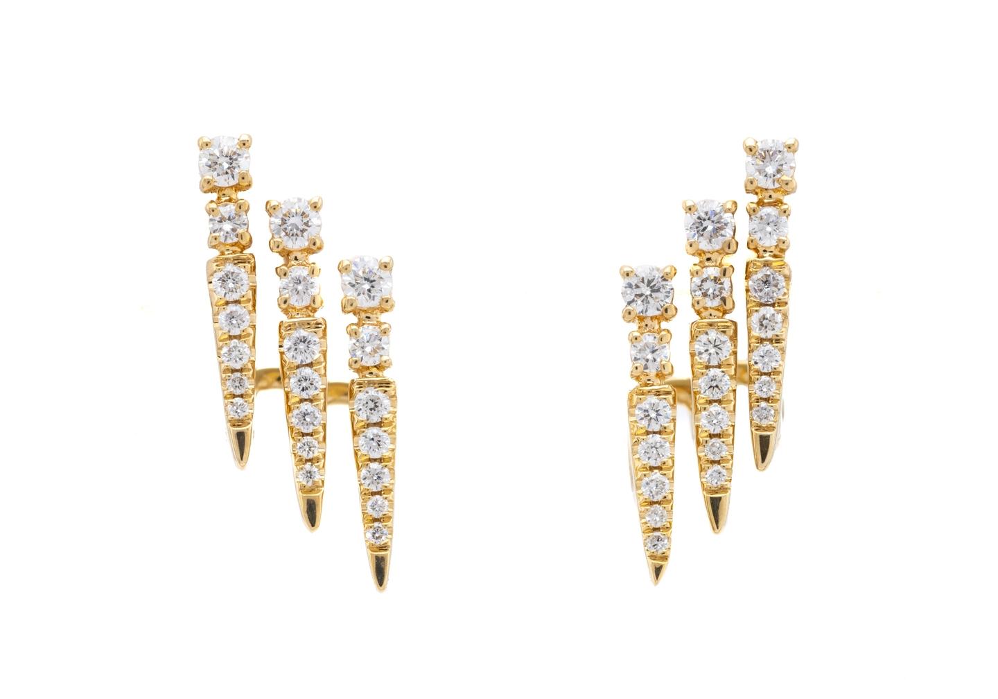 14K triple spike Earrings