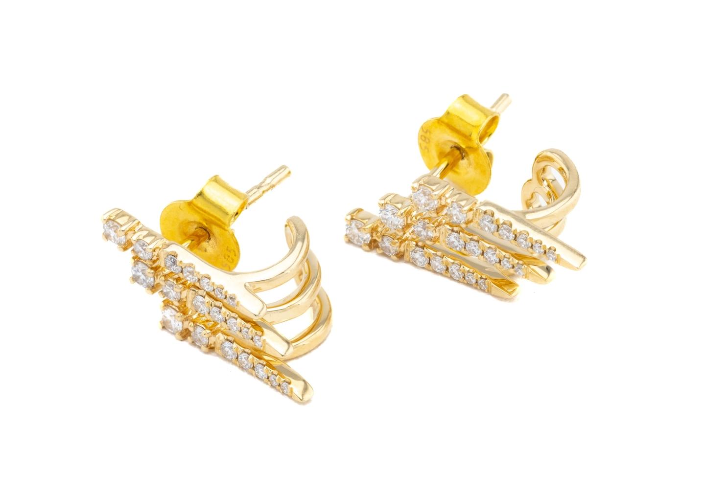 14K triple spike Earrings